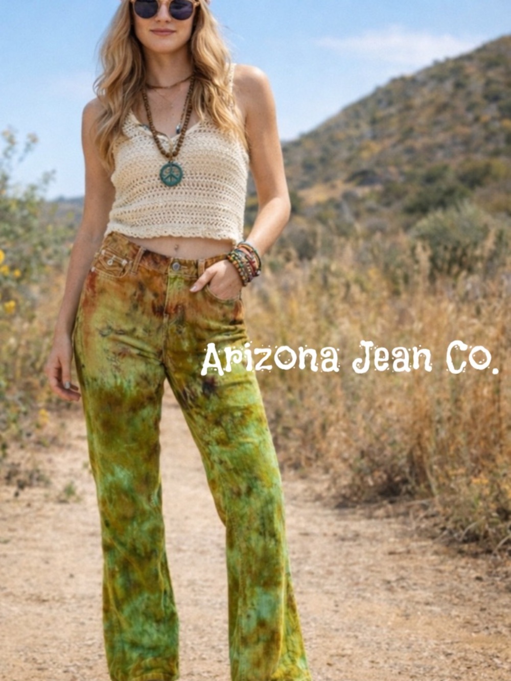 Green & Brown Tie DYE Corduroy Jeans
